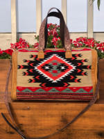 Nouvel arrivage de sac polochon en cuir usiné aztèque de style vintage Offre Spéciale grand sac de voyage en cuir de laine tissé à la main occidental personnalisé
