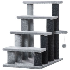"Cat/<b>Dog</b> Stairs 4-Level Kitten Climber Light Grey with Hanging Play <b>Ball</b> & Bed/Sofa Steps" - Product Image 1