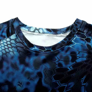 Custom OEM Blue Pattern Printing Quick Dry <b>Sunscreen</b> UPF 50+ 100% Polyester Stretch Light Fishing Long Sleeve Lightweight - Product Image 4