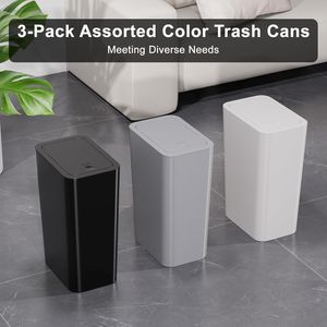Paquete de 3 Cubos de Basura para Baño de 10L/2.6 Galones con Tapa de Presión, Cubo de Basura Delgado, Cesto de Basura Pequeño, Práctico Contenedor de Residuos para Baño - Product Image 5