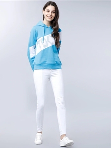 Sudadera Azul para Mujer, Diseño Color Block, Corte Regular, Estilo Casual, 100% Algodón Tejido, Estilo Otoñal - Product Image 1