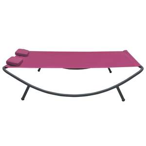Lit de repos double en tissu Oxford, acier thermolaqué rose, chaise longue - Product Image 3