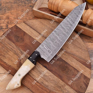 Couteau de chef professionnel en acier Damas forgé à la main, manche en os de chameau, fait main, léger, ambidextre, ergonomique, haute qualité - Product Image 2