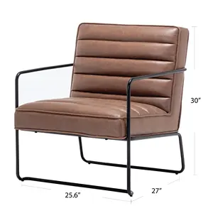 Latest Modern Design Industrial Metal Accent Chair with Horizontal Channeling Brown Color