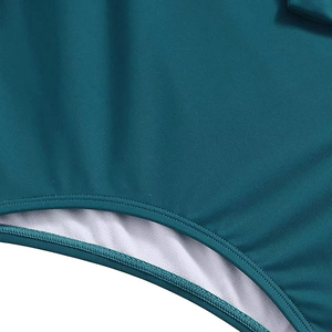 Women's Teal One Piece Swimsuit Sleeveless High Waist Criss-Cross Bow Solid Color Quick Dry Swimwear Summer Spaghetti Strap - Product Image 6
