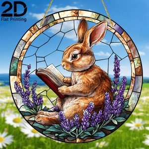 CIFbuy Acrylic Rainbow Suncatcher, simpatico coniglio che legge un libro, prisma acrilico colorato per finestra, decorazione per giardino e casa - Product Image 6