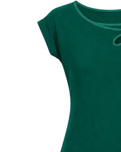 Customized Green Women Casual Flower Neck T Shirt Soft Breathable Summer <b>Top</b> Short Sleeve Fashion Blouse Daily Wear Outfit - Product Image 3