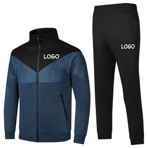 Drop shipping Mens Stripes Patchwork Zip up Sports Tracksuit Outfits 2 Piece <b>Jogger</b> Fitness Training Wear Set Sportswear - Product Image 3