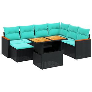 ชุดโซฟาหวายสังเคราะห์สีดำทันสมัย พร้อมเบาะรองนั่ง สำหรับ 8 คน เฟอร์นิเจอร์กลางแจ้ง ดีไซน์ร่วมสมัย - Product Image 4