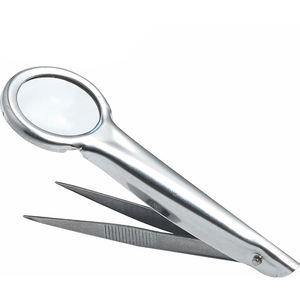 Pinzas de Cejas Profesionales de Lujo de Acero Inoxidable con Punta Recta, Ligeras, Duraderas, Reutilizables, con Espejo y Lupa - Product Image 5