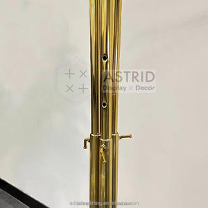 Porte-vêtements moderne et écologique en acier inoxydable doré, personnalisable, avec rail à roulettes mobile pour costumes et vêtements homme, femme, enfant - Product Image 2