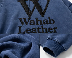 เสื้อฮู้ดดี้โอเวอร์ไซส์สีน้ำเงินพรีเมียมสำหรับผู้ชาย ปักโลโก้ W แบบกำหนดเอง สไตล์สตรีทแวร์ ขายส่งแบบ OEM - Product Image 6