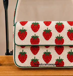 Sac à bandoulière de luxe fait main en perles de lianes de tomate, tendance, léger, robuste, écologique et brodé |   Conception de logo personnalisé - Product Image 4
