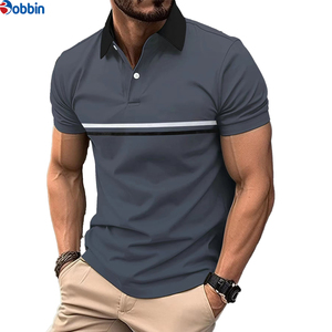 Polo de Manga Corta para Hombre de Alta Calidad, a Rayas, Informal, Transpirable, Ropa Deportiva, Suministro de Fábrica, Estampado Sólido, Ropa Casual - Product Image 2