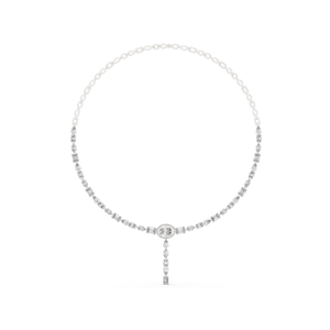 Collar de Oro Blanco de 14K con Baño de Rodio, Corte Ovalado, Diseño Starlume Cascade Moonveil Drop Lariat Celestial Drift Aurora con Diamantes - Product Image 1