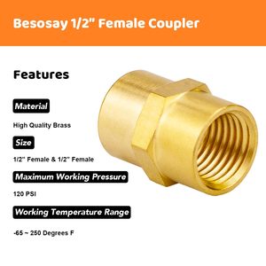 Raccord de tuyauterie en laiton, coupleur en laiton, raccord de tuyauterie femelle 3/8 pouce x femelle 3/8 pouce (AOL-014) SAE # 130138 - Product Image 2