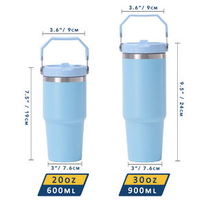 Vaso Térmico Clásico de Doble Capa de 20oz y 30oz, Taza de Acero Inoxidable 304, Termo Portátil con Asa y Pajita - Product Image 4