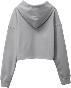 Sudadera Corta con Capucha, Manga Larga, Color Sólido, Felpa, Informal, Otoñal, para Mujer - Product Image 2