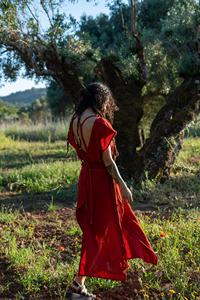 Vestido Maxi Bohemio de Algodón sin Espalda, Estilo Sagrado Femenino con Lazos Trenzados, Vestido Ligero para Festival de Verano - Product Image 2