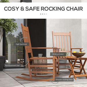 Set di Sedie a Dondolo da Esterno con Tavolino Laterale in Teak e Rattan, Arredamento da Giardino per Momenti di Freschezza - Product Image 5