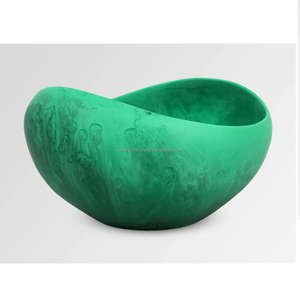 Bol en résine finition perle bol résine émeraude beau genre tourné décoratif corbeille de fruits pour automne décor Table décor cuisine - Product Image 2