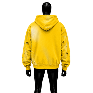 เสื้อฮู้ดซิปผู้ชายสีทองสไตล์วินเทจ ผ้าถักคอตตอนทรงโอเวอร์ไซส์ สตรีทแวร์ ประดับคริสตัล ดีไซน์สำหรับฤดูหนาว ระบายอากาศได้ดี สวมใส่สบายทุกวัน - Product Image 2