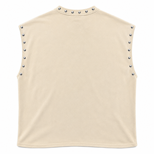 Camiseta sin mangas con estampado gráfico de diamantes de imitación personalizados, 100% algodón, tela suave, nuevo estilo moderno, para un look veraniego unisex. - Product Image 2