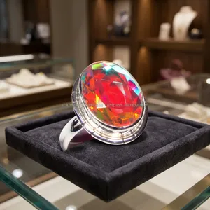 Bague Statement en Argent Sterling 925 avec Topaze Mystique, Coupe Ovale, Bijou Fait Main en Pierre Précieuse, Vente en Gros, Bague Cocktail Tendance pour Femme - Product Image 3