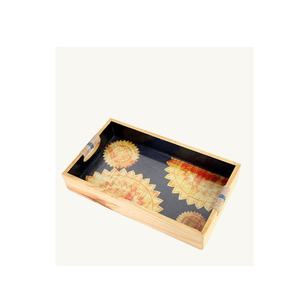 Custom Wooden Serving <b>Storage</b> Tray Set With Floral Print MDF Base Tea Coffee Breakfast Custom Logo Gift Tray For Home Kitchen - Product Image 6