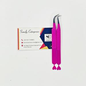 Pince à épiler pour extensions de cils en acier inoxydable durable, courbée à 90 degrés, fine et robuste, couleur rose foncé - Product Image 4