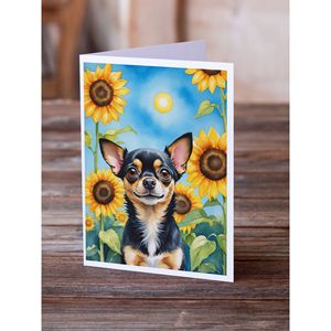Whimsical Chihuahua in Sunflowers A7 Tarjetas de notas en blanco Paquete de 8 con sobres Tarjetas de felicitación de tamaño 5x7 - Product Image 2