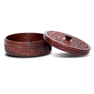 Casserole en bois avec couvercle en bois, écologique et compatible lave-vaisselle, diamètre 20 cm, pour la maison, l'hôtel, le restaurant, le service de chapati - Product Image 1