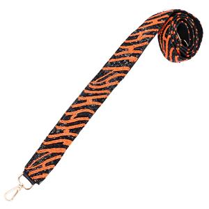 Sangle de sac à main brodée en coton, motif animalier Tigre à rayures, style audacieux quotidien, perlée, personnalisable, faite à la main, pour filles, pour le jour du match - Product Image 1