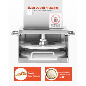 Pressa Elettrica per Impasto Pizza in Acciaio Inox da 6 Pollici con Spessore Regolabile e Marca Commer - Product Image 4