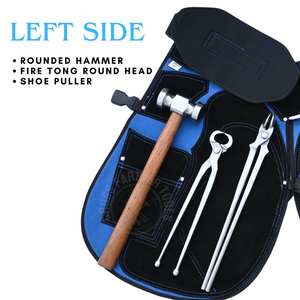 Kit d'outils de fermeur pour le ferrage avec tablier de fermeur, pince à tête ronde, écarteur de sabots à long manche, pince à feu, pince à sertir, extracteur - Product Image 4