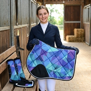 Wholesale 3pcs Equestrian Set Saddle Pad Ear <b>Bonnet</b> Protective Brushing Boots Cotton Material Anti Friction Riding Equipment - Product Image 3