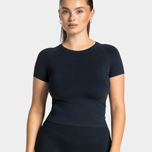 Camiseta de Manga Corta para Mujer, Verano, Básica, Lisa, de Algodón, Casual, Ajustada - Product Image 1