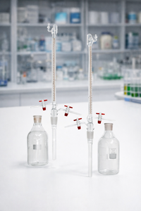 Bureta Automática de Vidrio Borosilicato 3.3 para Laboratorio MAYALAB, 25 ml, Transparente, con Junta, Modelo Mgm25b, 1 Año de Garantía - Product Image 2