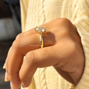 Bague de fiançailles vintage solitaire en or 14K 18K avec diamant de laboratoire de 3 carats, taille ancienne européenne, certifiée IGI, pour femme - Product Image 4