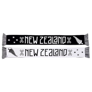 New Zealand Knitted Acrylic <b>Scarf</b> <b>Black</b> White Fern Star Pattern Winter Sports Fan <b>Scarf</b> - Product Image 4