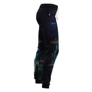 Men's Dripping Print Sweatpants Elastic Waist Drawstring Casual Spliced Design Black White Polyester Autumn Wear - Product Image 2