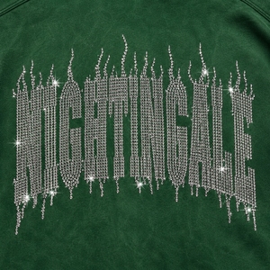 Conjunto de Sudadera con Capucha y Pantalones de Chándal de Algodón Personalizado por el Fabricante, con Efecto Desgastado por el Sol, Lavado Ácido y Pedrería, Chándal de Cristal - Product Image 4