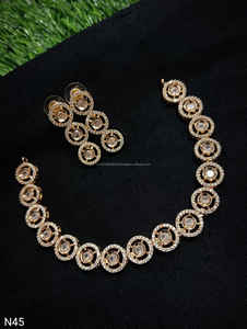 Ensemble de bijoux de mariée en diamant américain classique Collier et boucles d'oreilles en deux pièces pour mariage Style classique à la mode - Product Image 2