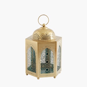 Vintage Gold Metal <b>Moroccan</b> <b>Lantern</b> with Intricate Cutwork Candle Holder for Ramadan Wedding Home Table Decor - Product Image 2