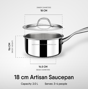 Sartén para Té de Acero Inoxidable de 18 cm con Tapa |   Olla para Salsas de 2L, Triple Capa, Venta al Por Mayor - Product Image 5