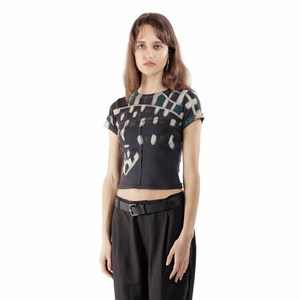 Camiseta Corta Estampada para Mujer, Cuello Redondo, Manga Corta, Ajustada, de Algodón Tejido, Informal - Product Image 5