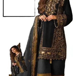Indiana paquistani vestido para casamento, vestido de veludo bordado salwar kameez com costura pesada coleção de casamentos 2023