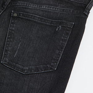 Jeans de Mezclilla Negros Desgastados de Corte Slim para Hombre, Pierna Recta, Algodón, Estilo Casual Otoñal, 100% Calidad - Product Image 5