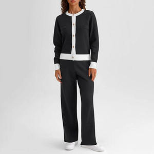 Conjunto Deportivo Informal de 2 Piezas para Mujer, en Algodón Sólido, con Sudadera y Pantalones Deportivos, Corte Holgado, Ecológico - Product Image 1