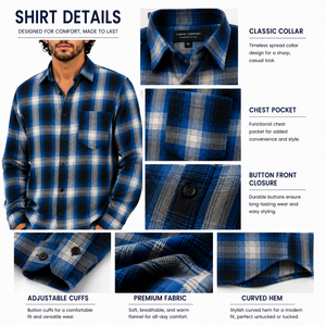 Chemise décontractée en flanelle unie pour homme, coupe classique, tricotée et brodée, 100 % coton, respirante et à séchage rapide, vente en gros - Product Image 5